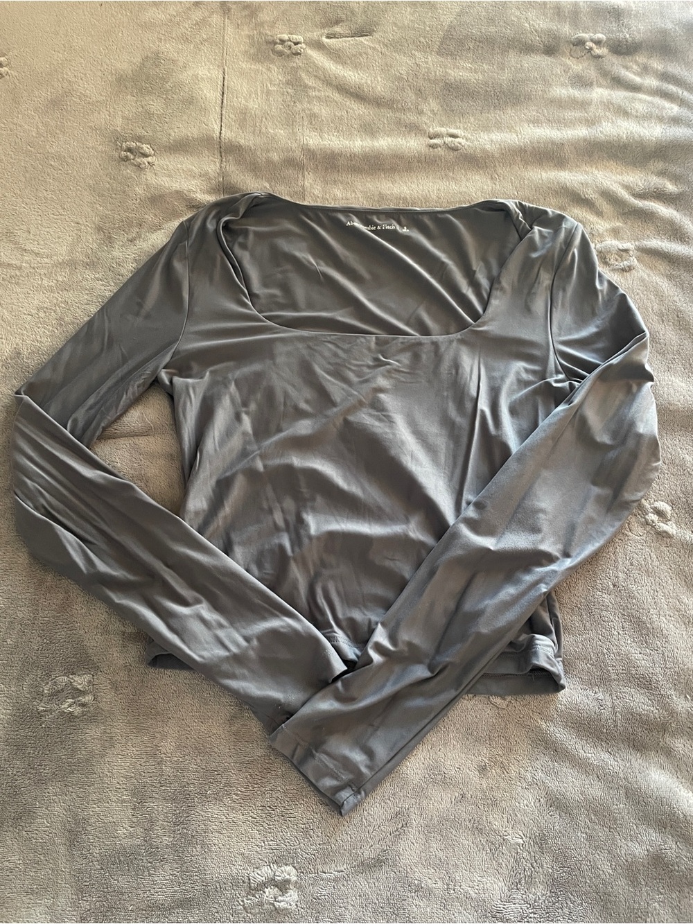 Abercrombie & Fitch Gray Square-Neck Long Sleeve Top